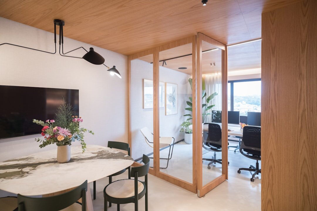 Team meeting around a table in a modern office